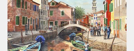 Puzzle for dementia patients featuring a colorful canal scene, ideal for care home activities and gifts for people with dementia.