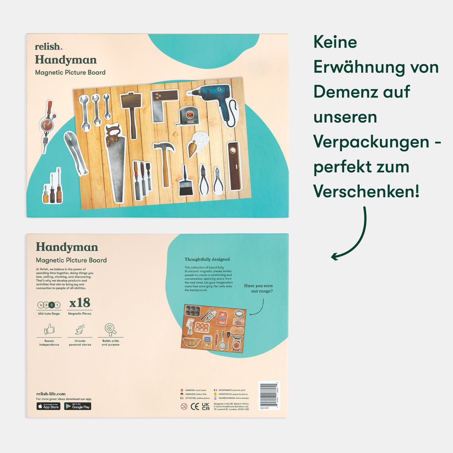 Magnetic picture board for dementia, featuring tools. Ideal for care home activities, promoting engagement and independence.|market_de