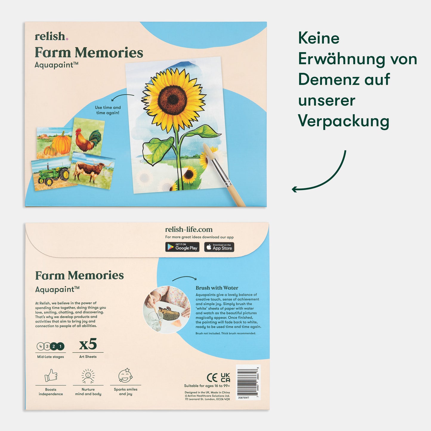 Aquapaint set for dementia patients, featuring farm scenes. Ideal for care home activities, fostering joy and engagement.|market_de