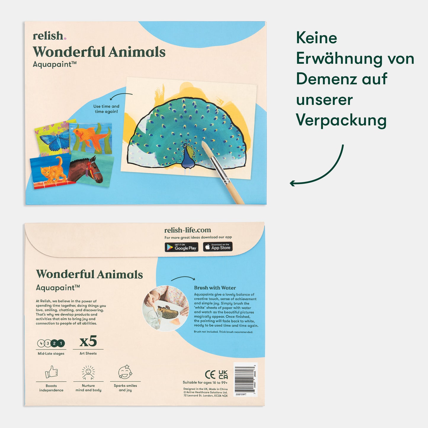 Aquapaint set for dementia patients, featuring animal designs. Ideal for care home activities and gifts for the elderly.|market_de