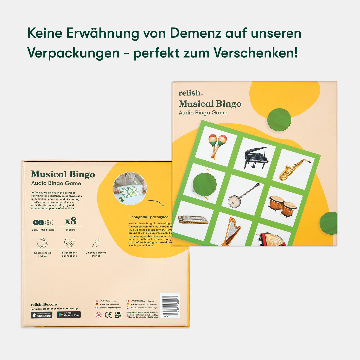 Musical Bingo game for people living with dementia, ideal for care homes. Engages elderly with music, promoting joy and connection.|market_de