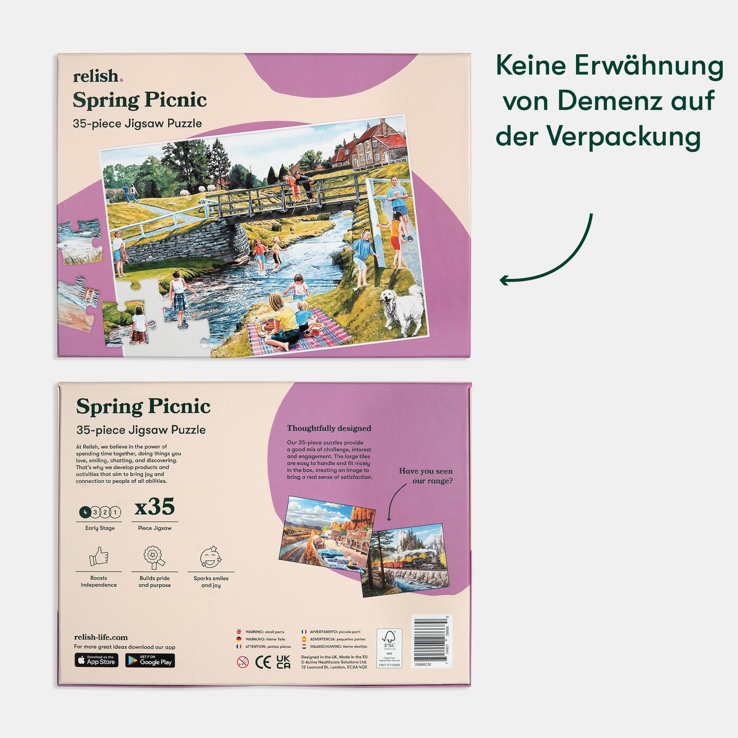 Spring Picnic jigsaw puzzle box, ideal for dementia activities, care home residents, and Alzheimer's gifts, promoting joy.|market_de