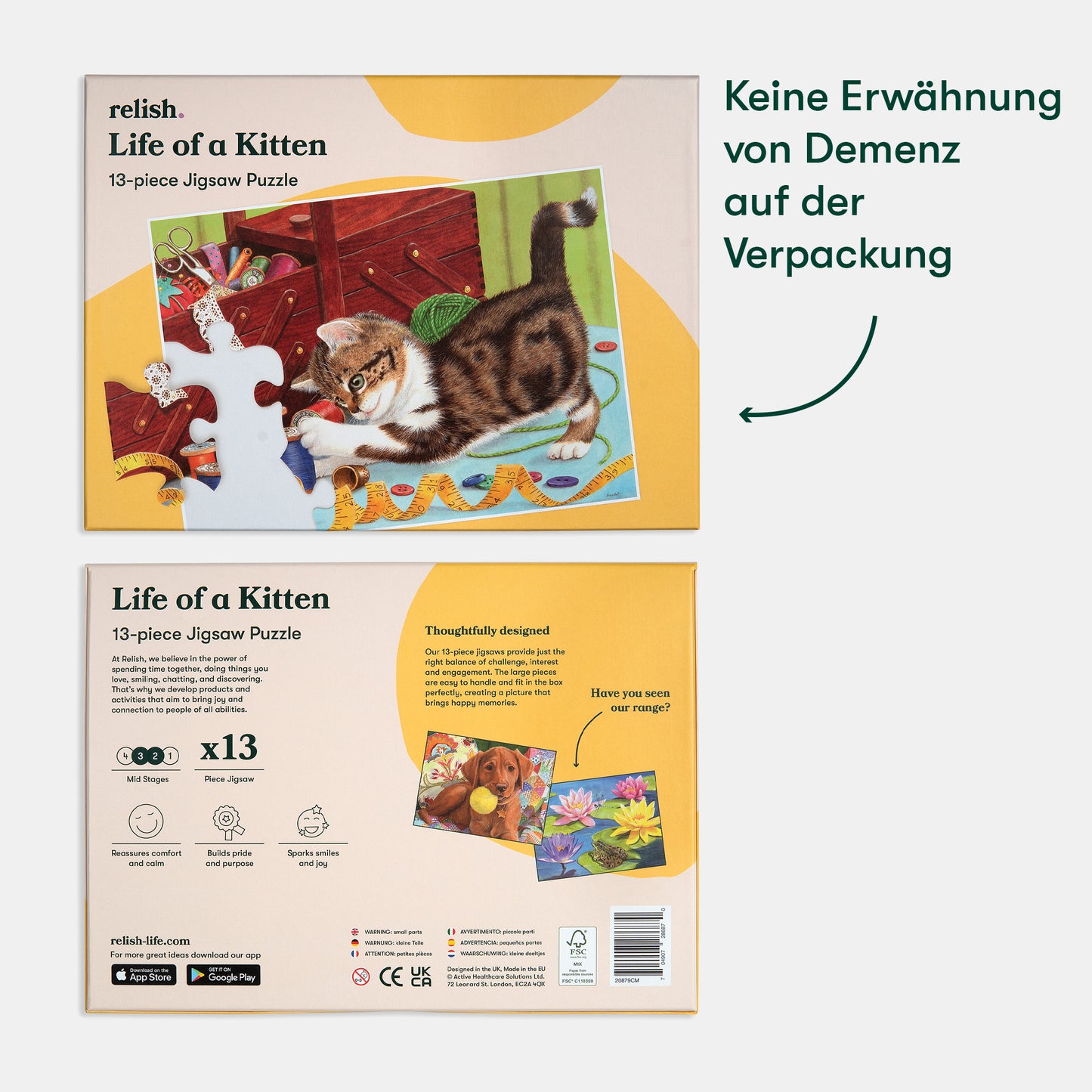 Puzzle box with kitten image, ideal for dementia activities, care home residents, and elderly engagement.|market_de