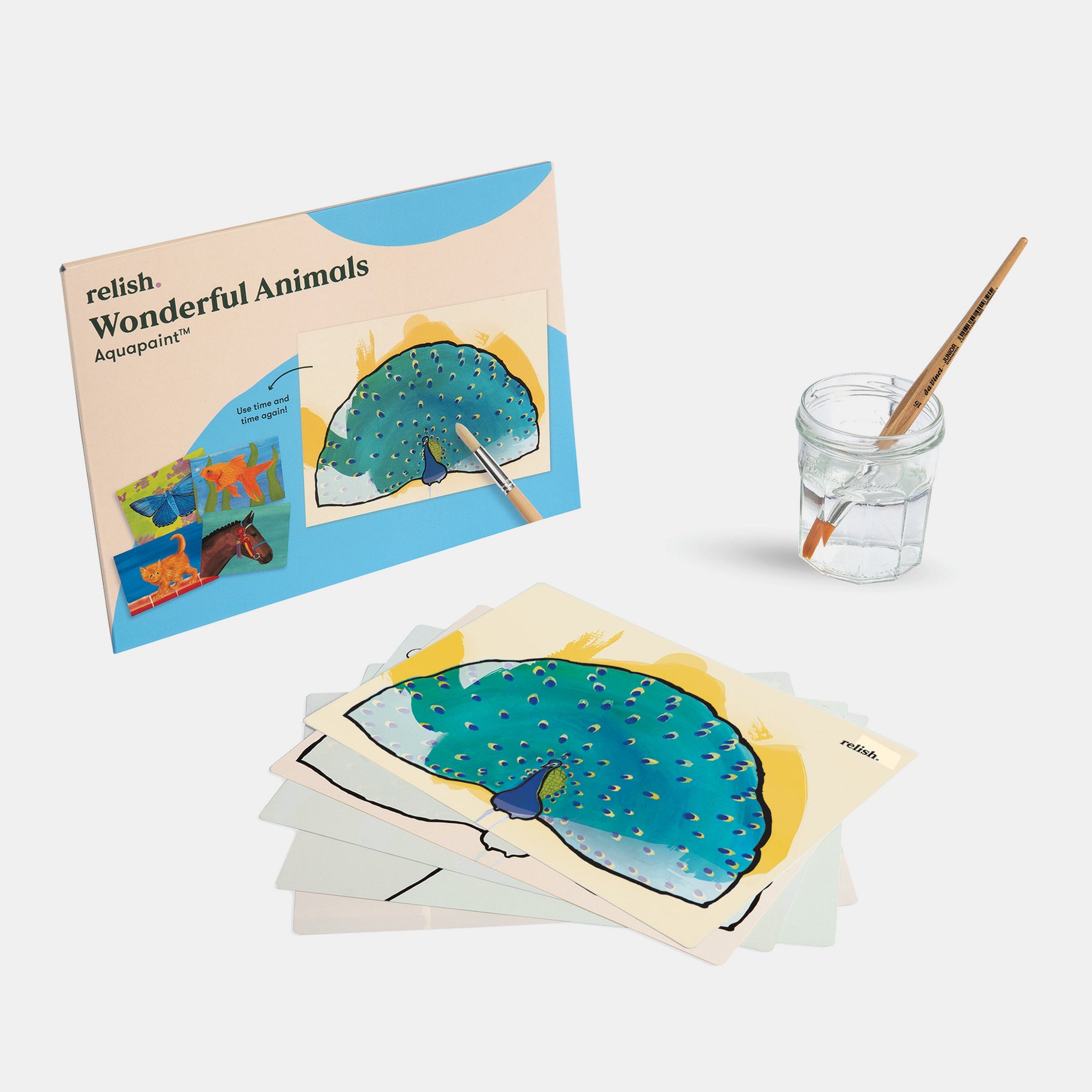 Aqua painting set for dementia, featuring colorful animal designs, ideal for care home activities and gifts for the elderly.