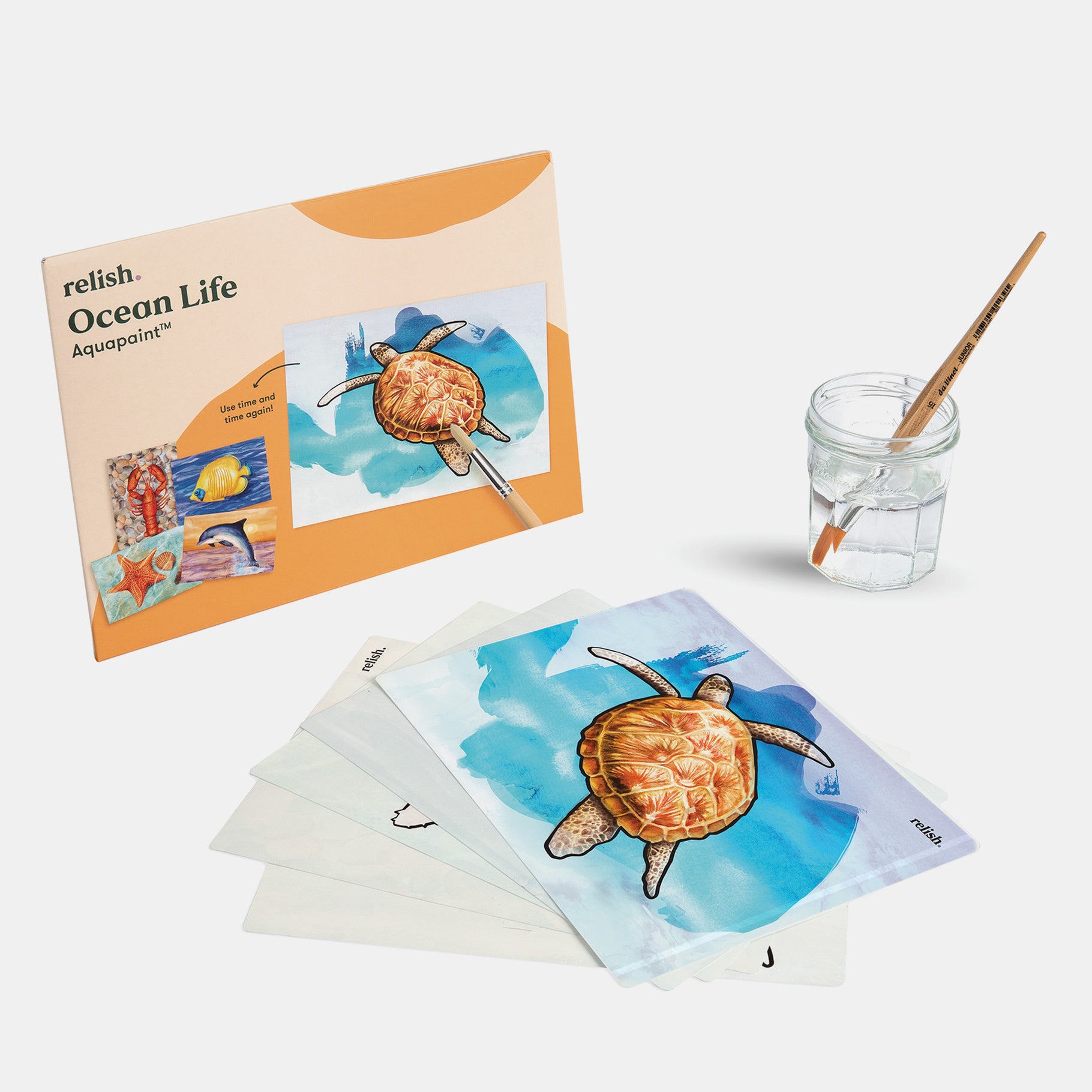 Relish Aquapaint set featuring ocean life, ideal for engaging individuals with dementia through creative activities.