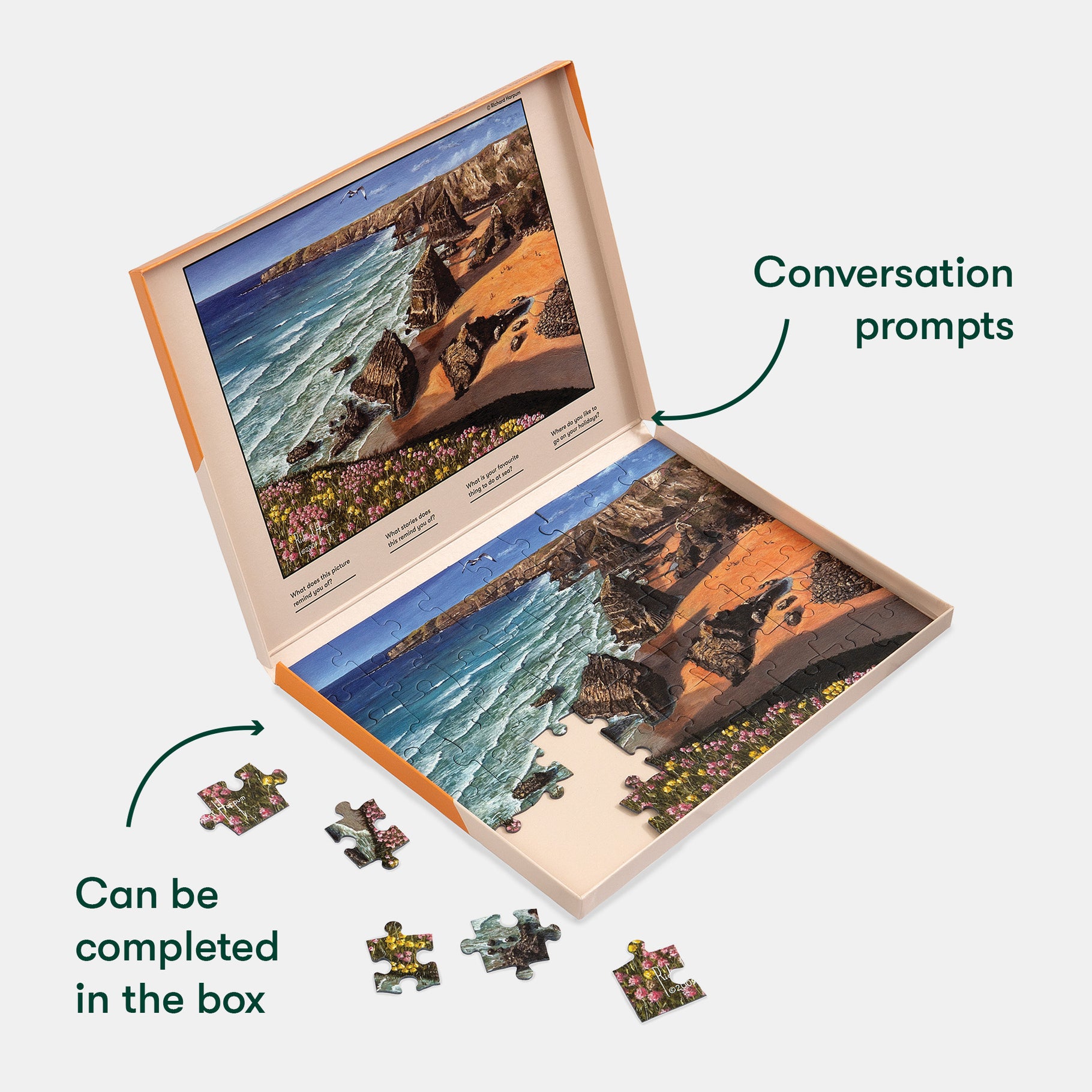 Puzzle for people living with dementia with conversation prompts, ideal for care home activities and gifts for people with dementia.
