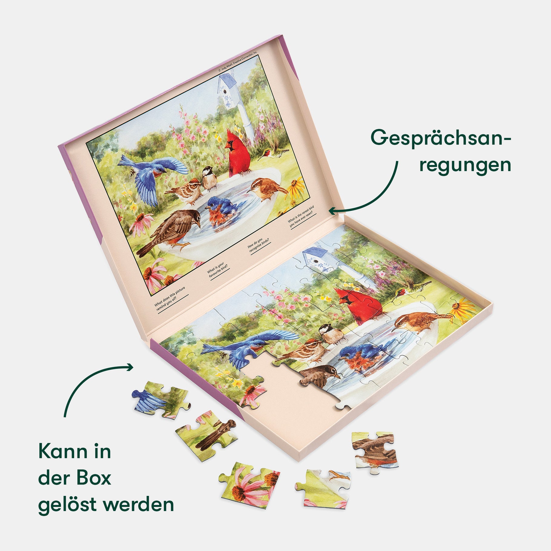 Puzzle with birds for dementia care, ideal for care home activities, dementia gifts, and engaging elderly with Alzheimer's.