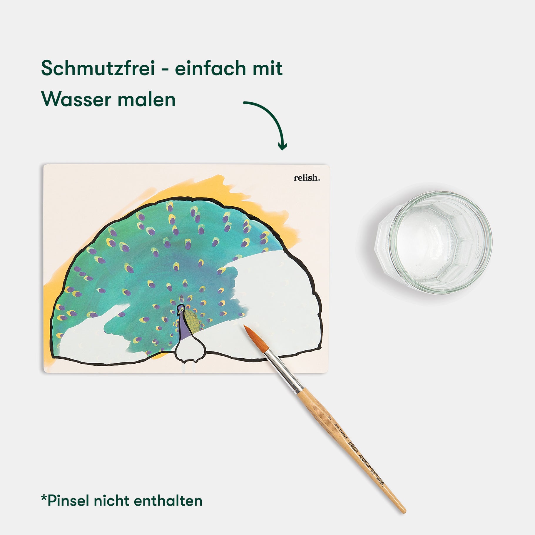 Aqua painting for dementia featuring a peacock design, ideal for care home activities and gifts for people with dementia.