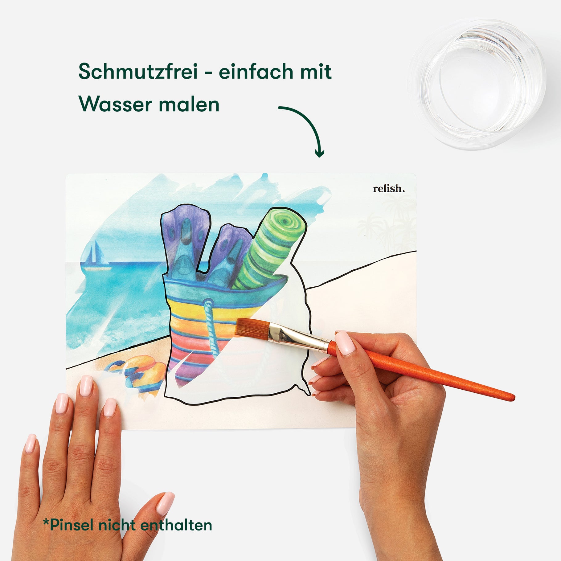 Hands painting with water on aqua painting for dementia, ideal for care homes, Alzheimer's gifts, and activities for elderly.