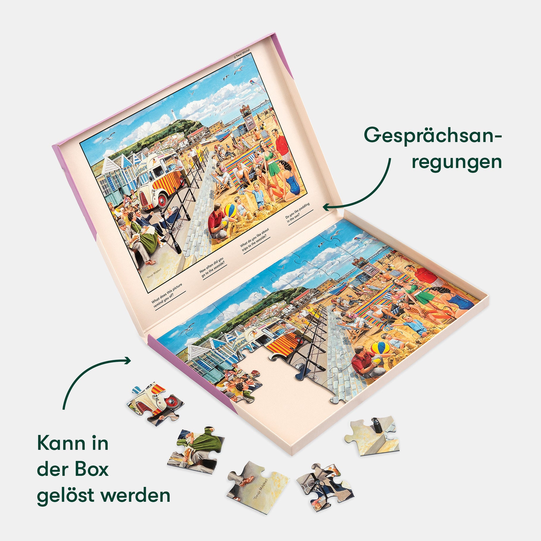 Puzzle for people living with dementia, featuring a vibrant seaside scene, ideal for care home activities and gifts for the elderly.