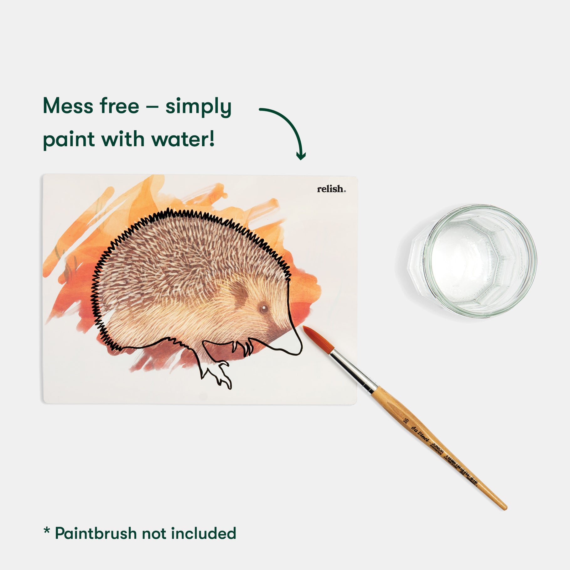 Water painting product featuring a hedgehog design, ideal for dementia and Alzheimer's care, with paintbrush not included.