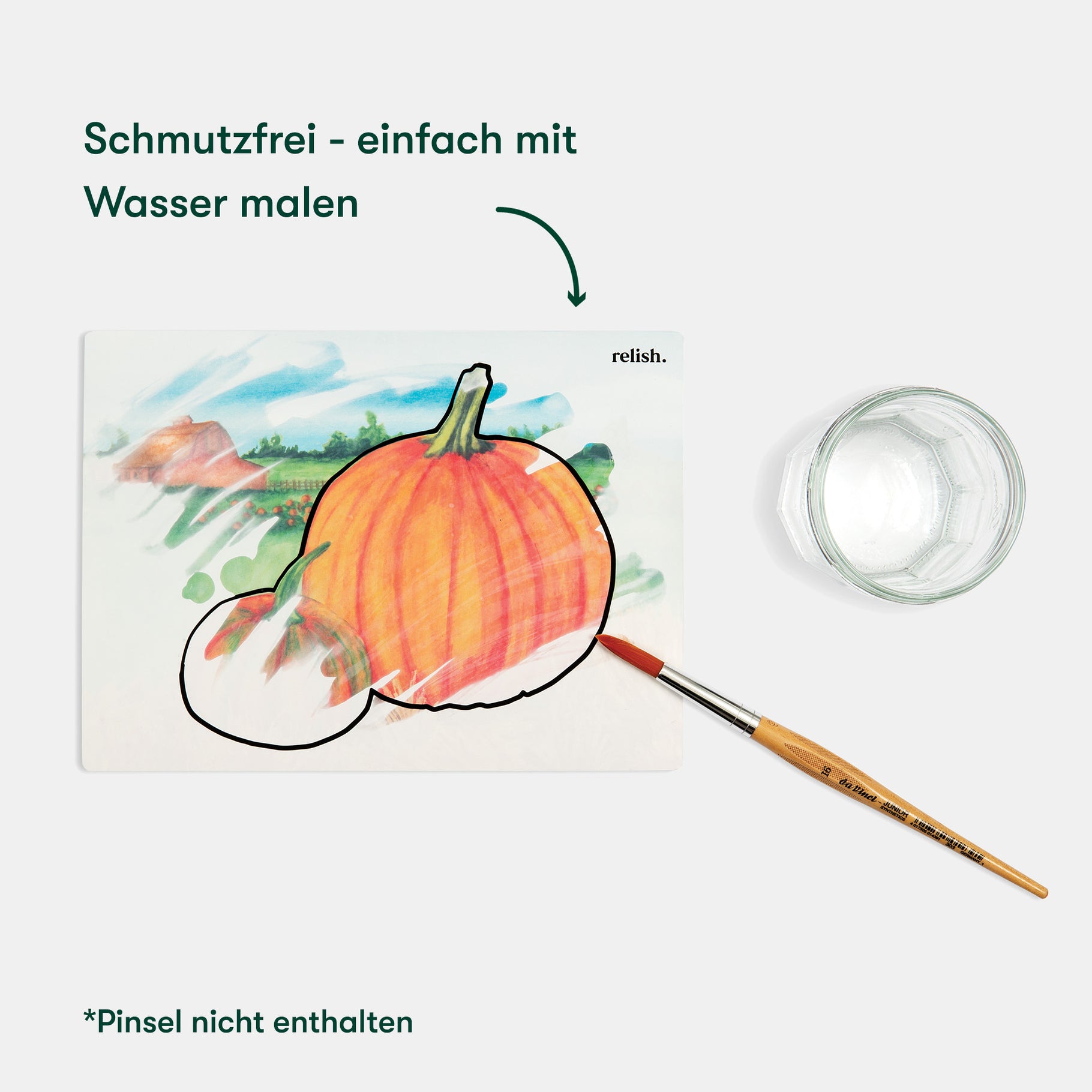 Aqua painting kit for dementia patients, ideal for care home activities, featuring a pumpkin design and water brush.