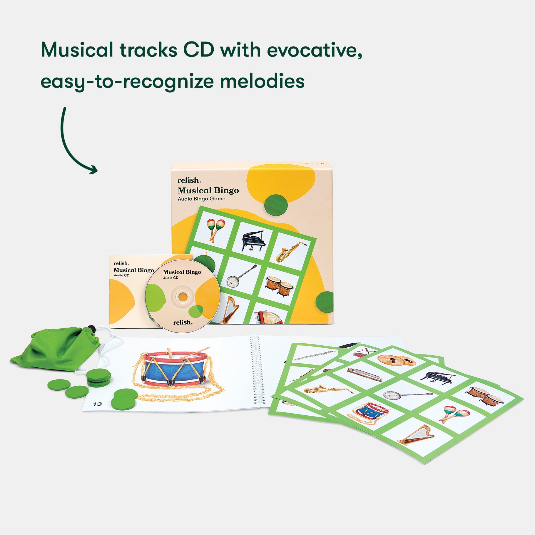 Musical Bingo game for people living with dementia, featuring cards and CD, ideal for care home activities and gifts for the elderly.