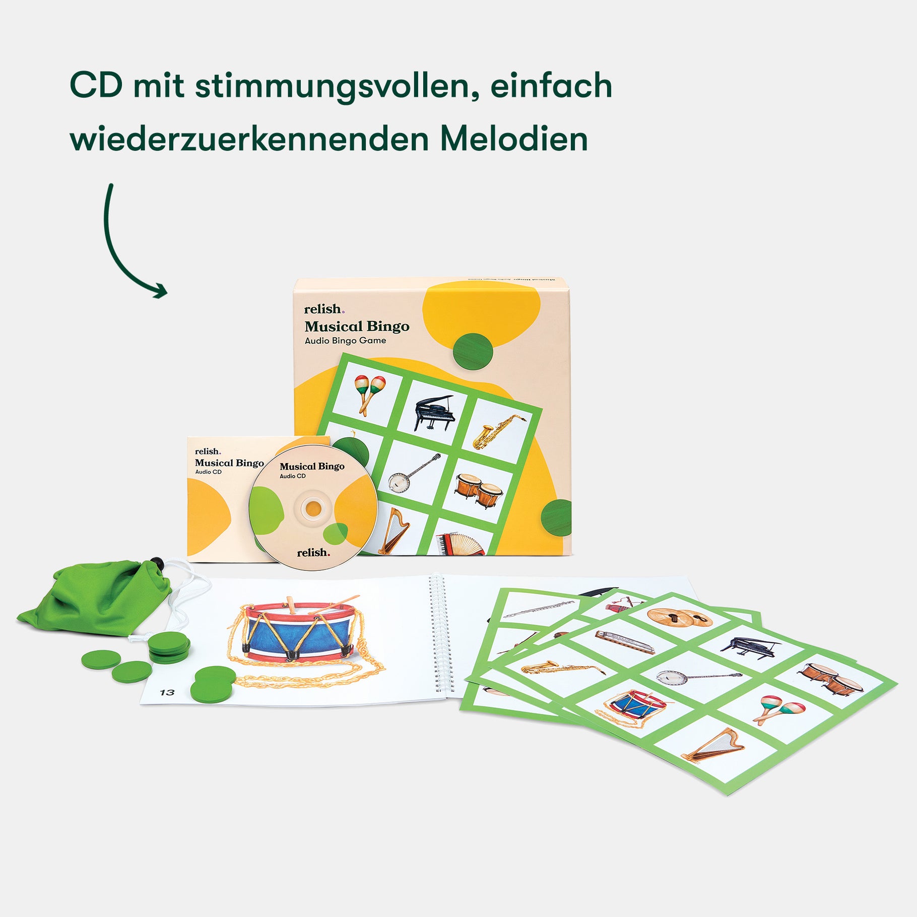 Musical bingo game for people living with dementia, featuring cards and a CD, ideal for care home activities and engagement.