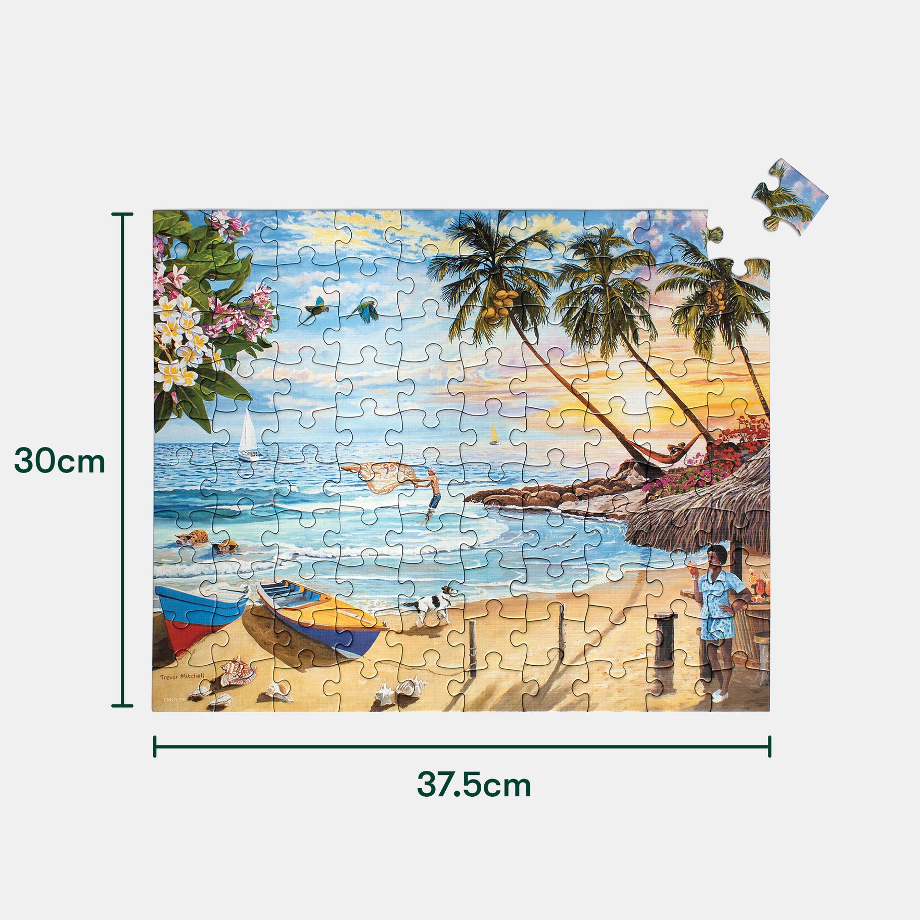 A vibrant beach puzzle, ideal for dementia activities, enhances care home engagement and is a thoughtful Alzheimer's gift.