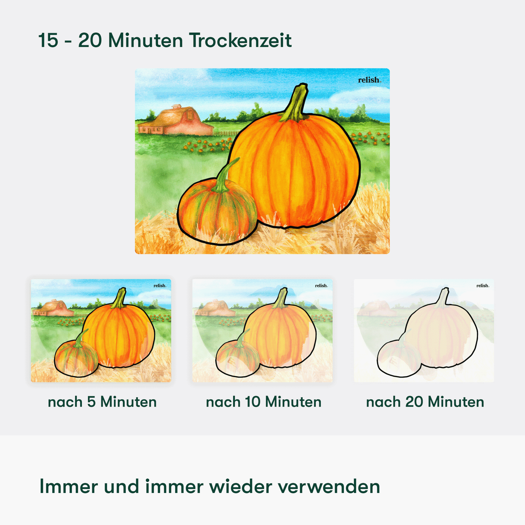 Aqua painting for dementia shows a pumpkin scene, ideal for care home activities, engaging elderly with arts and crafts.