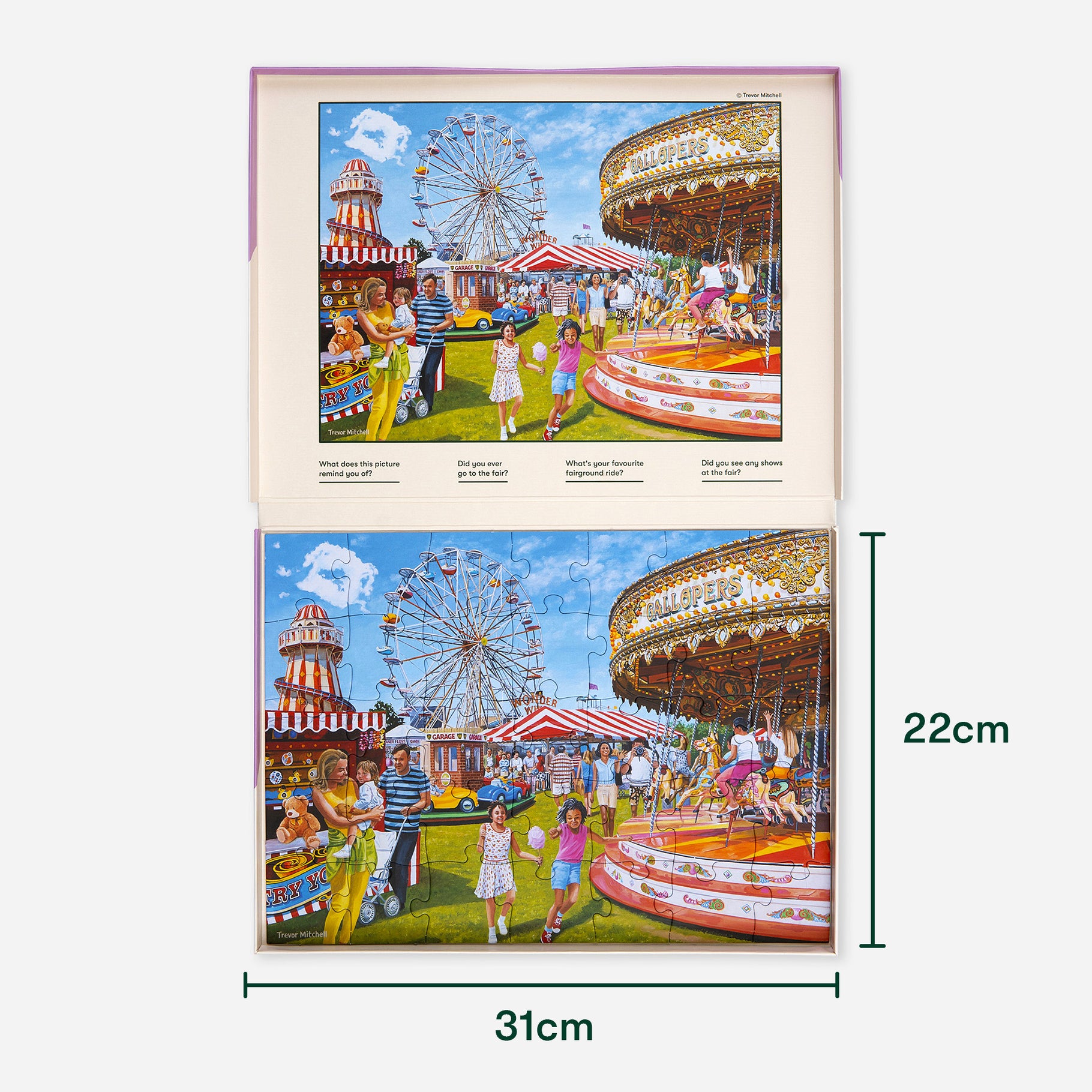Puzzle of a lively fair scene, ideal for dementia activities, gifts for dementia patients, and care home activities.