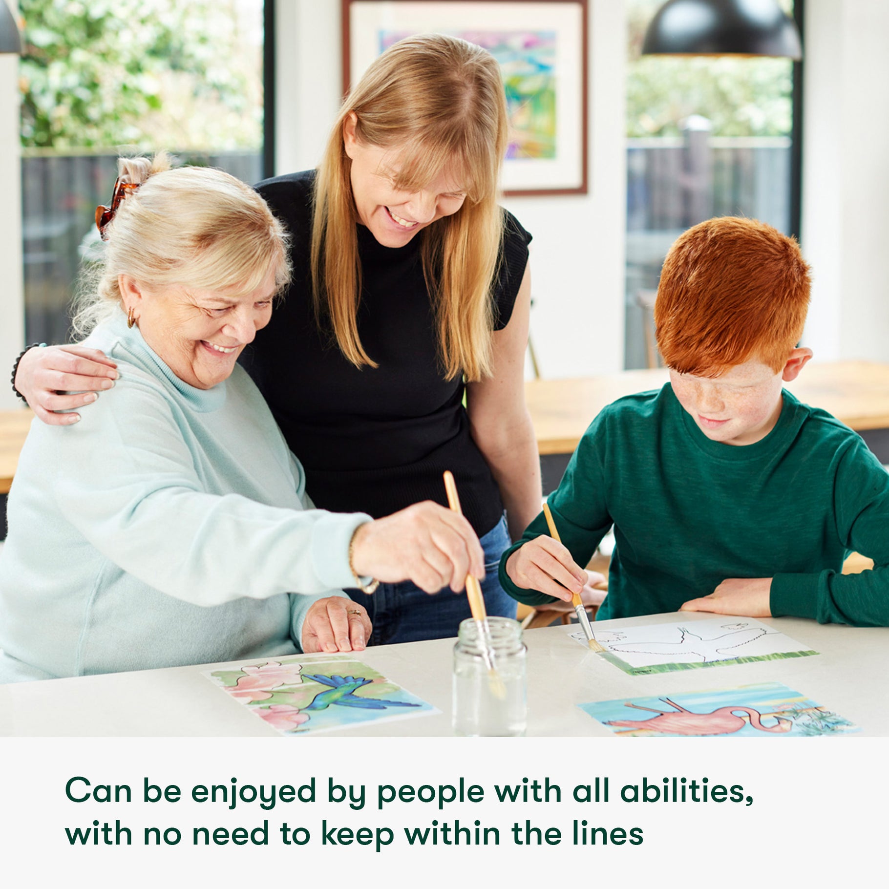 A joyful group painting activity suitable for all abilities, promoting creativity without boundaries.