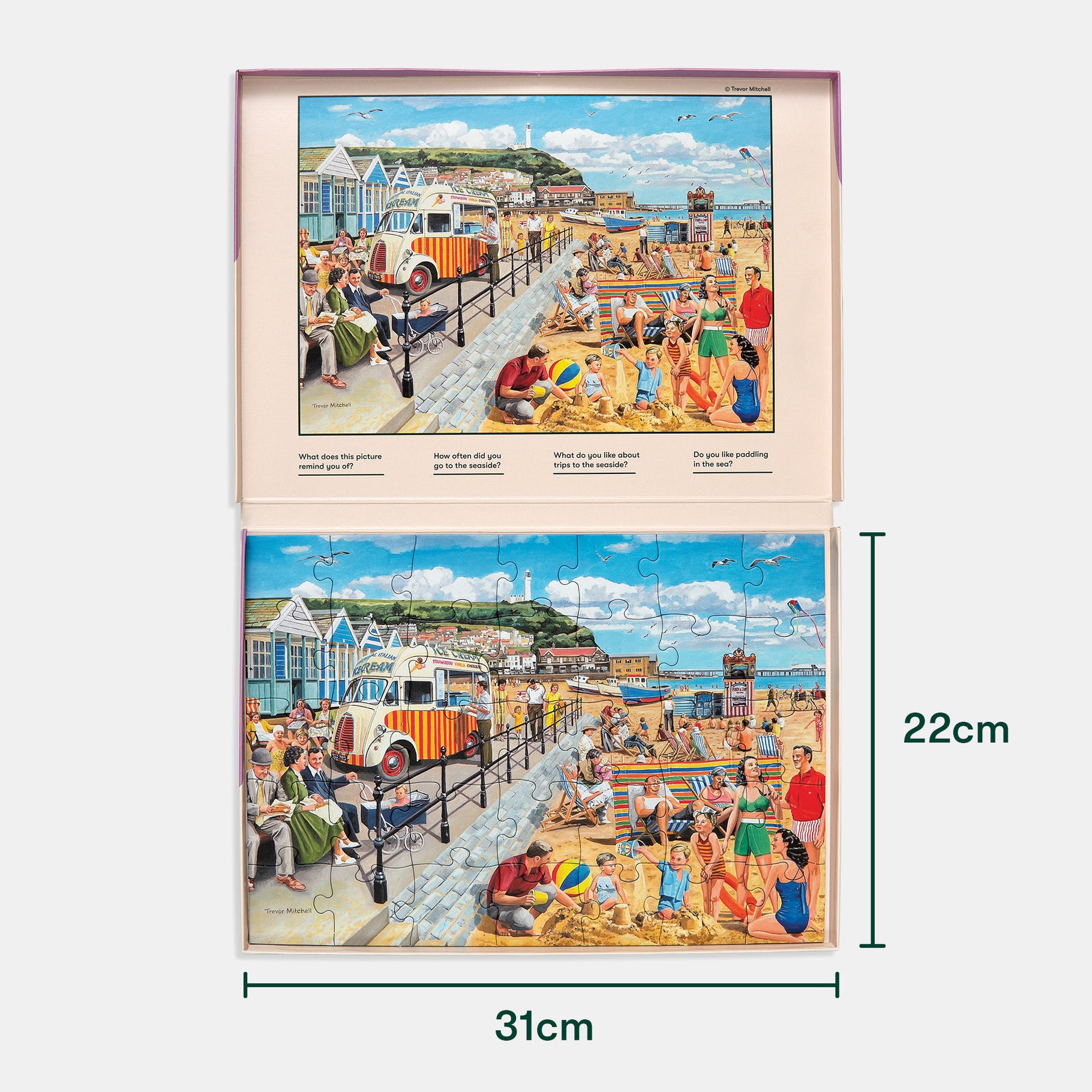 Beach scene puzzle for dementia, ideal for care home activities, gifts for elderly, and dementia-friendly products.