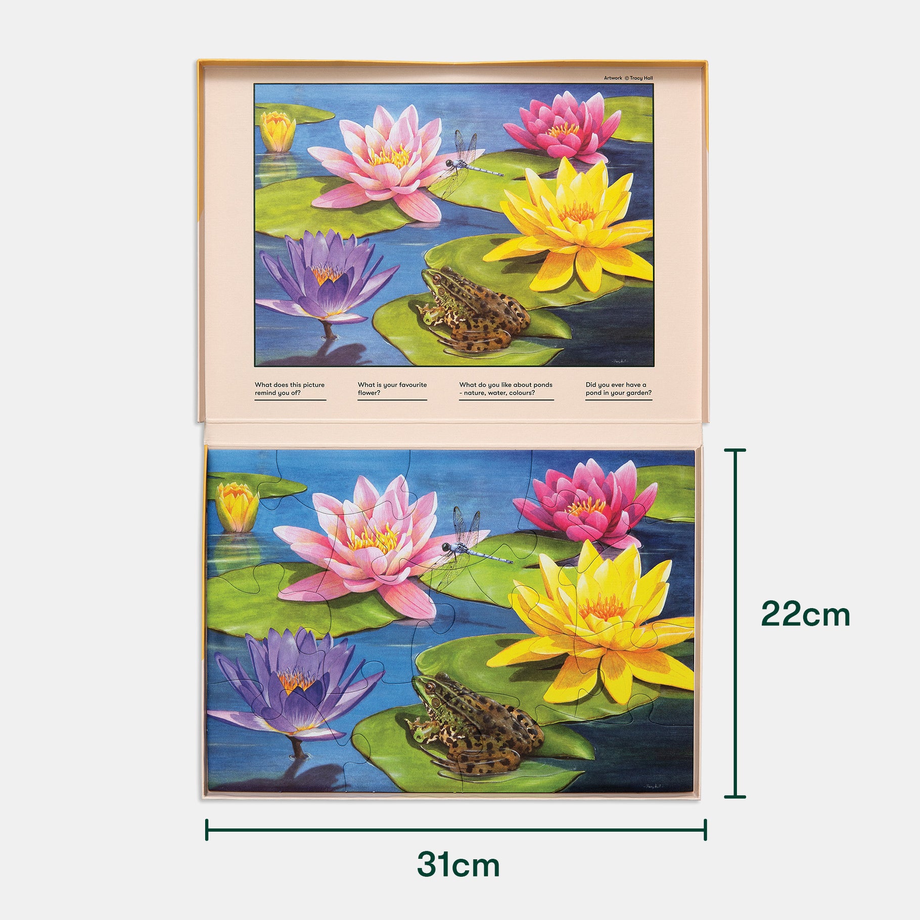 Puzzle with colorful water lilies, ideal for dementia activities, care home activities, and gifts for elderly with dementia.