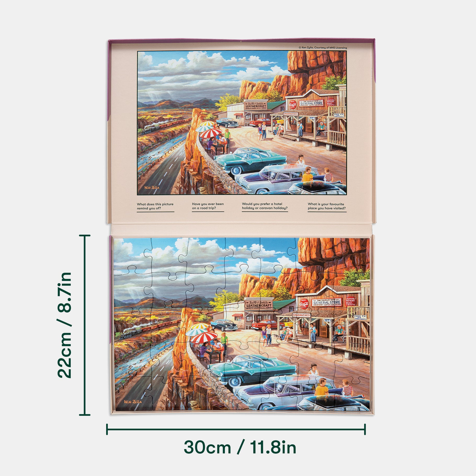 Puzzle depicting a vintage road trip scene, ideal for dementia activities, care home residents, and Alzheimer's gifts.