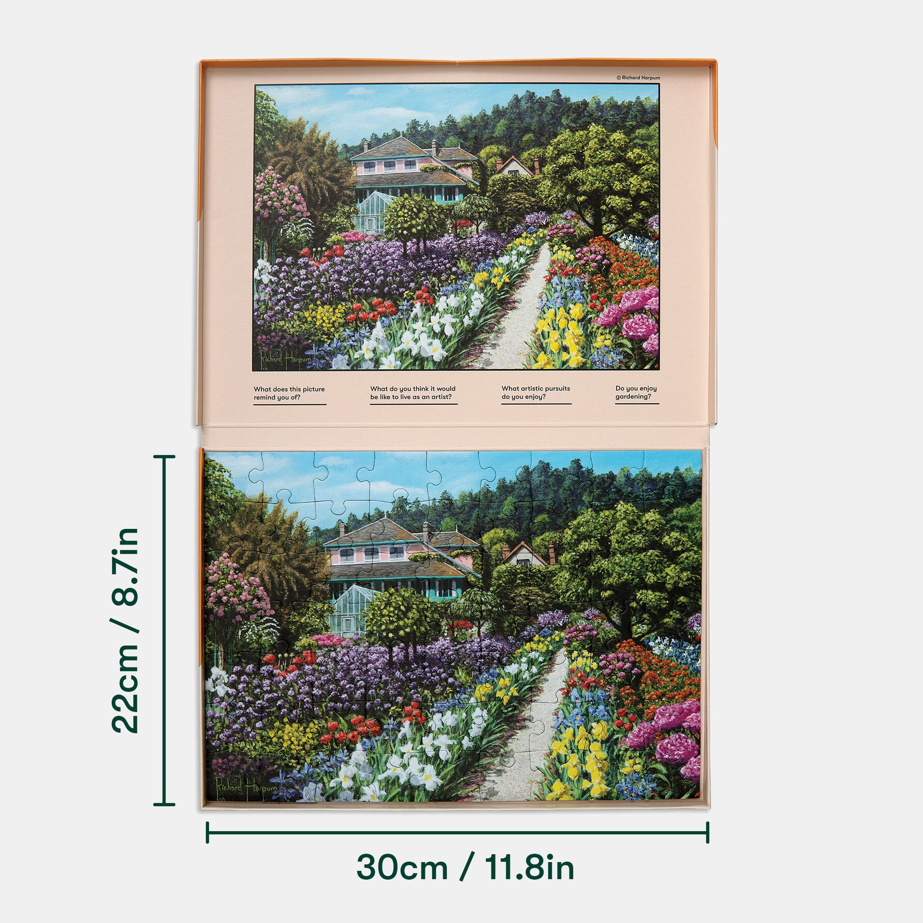 Garden jigsaw puzzle for dementia, ideal for care home activities, promoting engagement and joy for elderly with Alzheimer's.