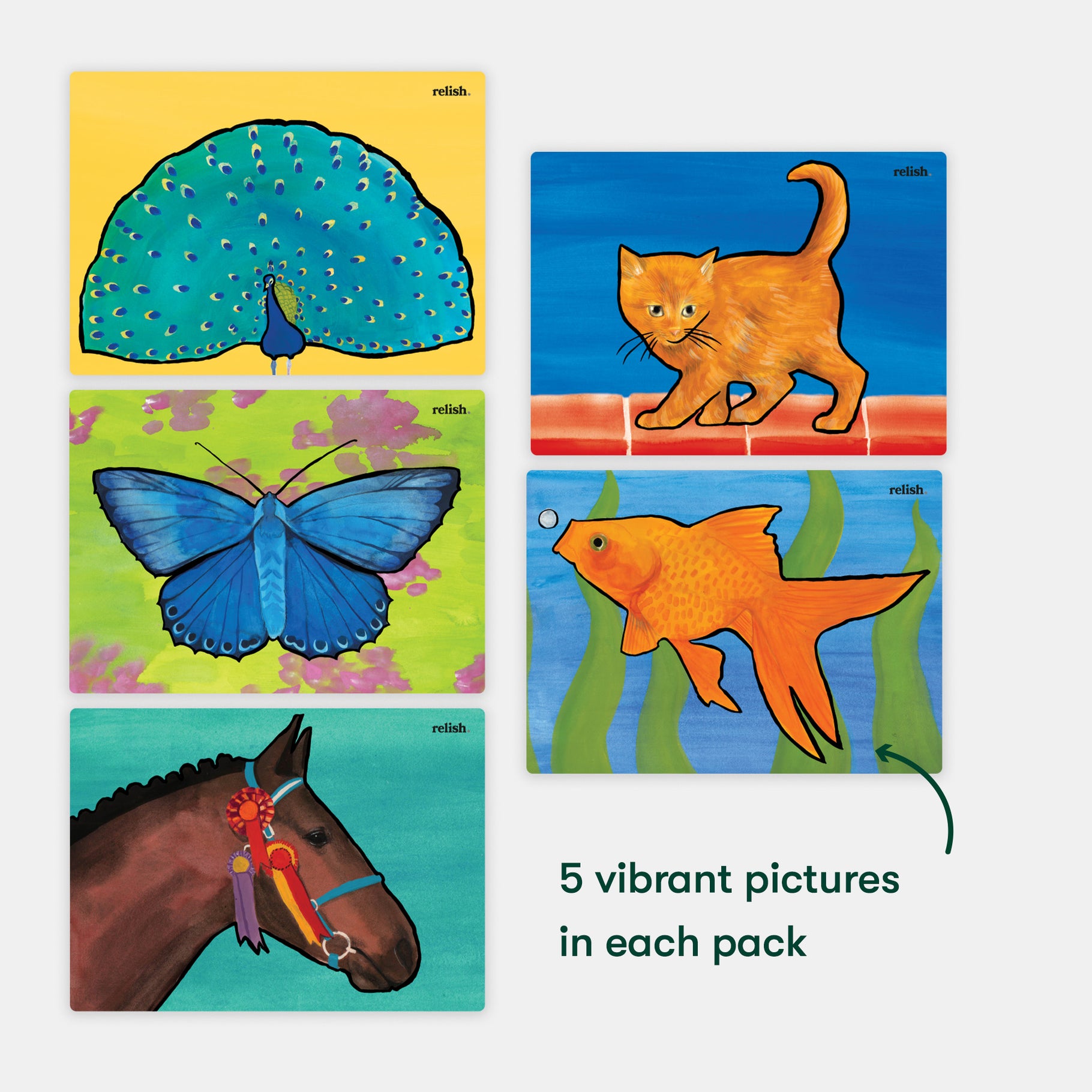 Colourful animal illustrations aim to engage individuals with Alzheimer's or dementia.