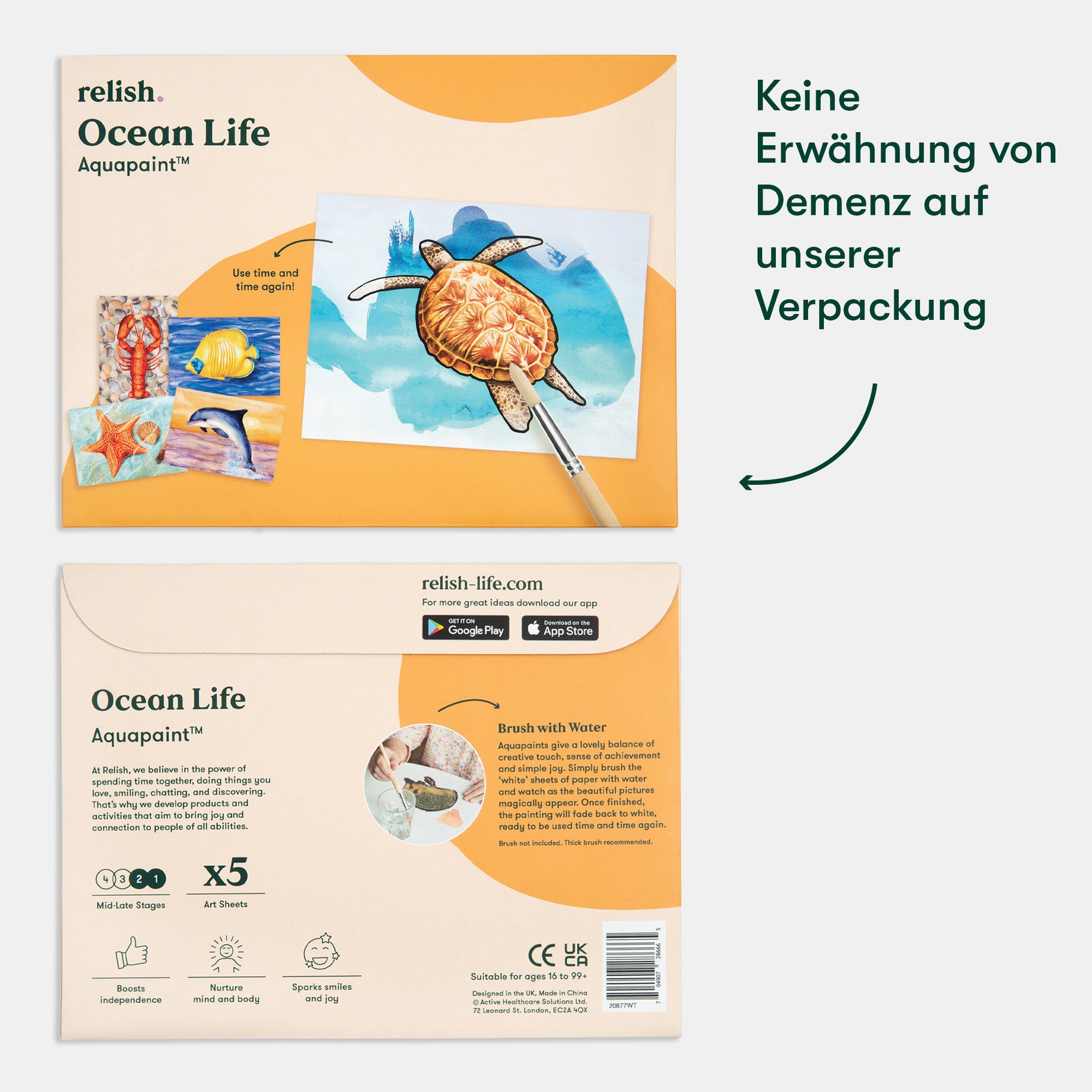 Aquapaint set for dementia patients, featuring ocean life designs, ideal for care home activities and gifts for the elderly.