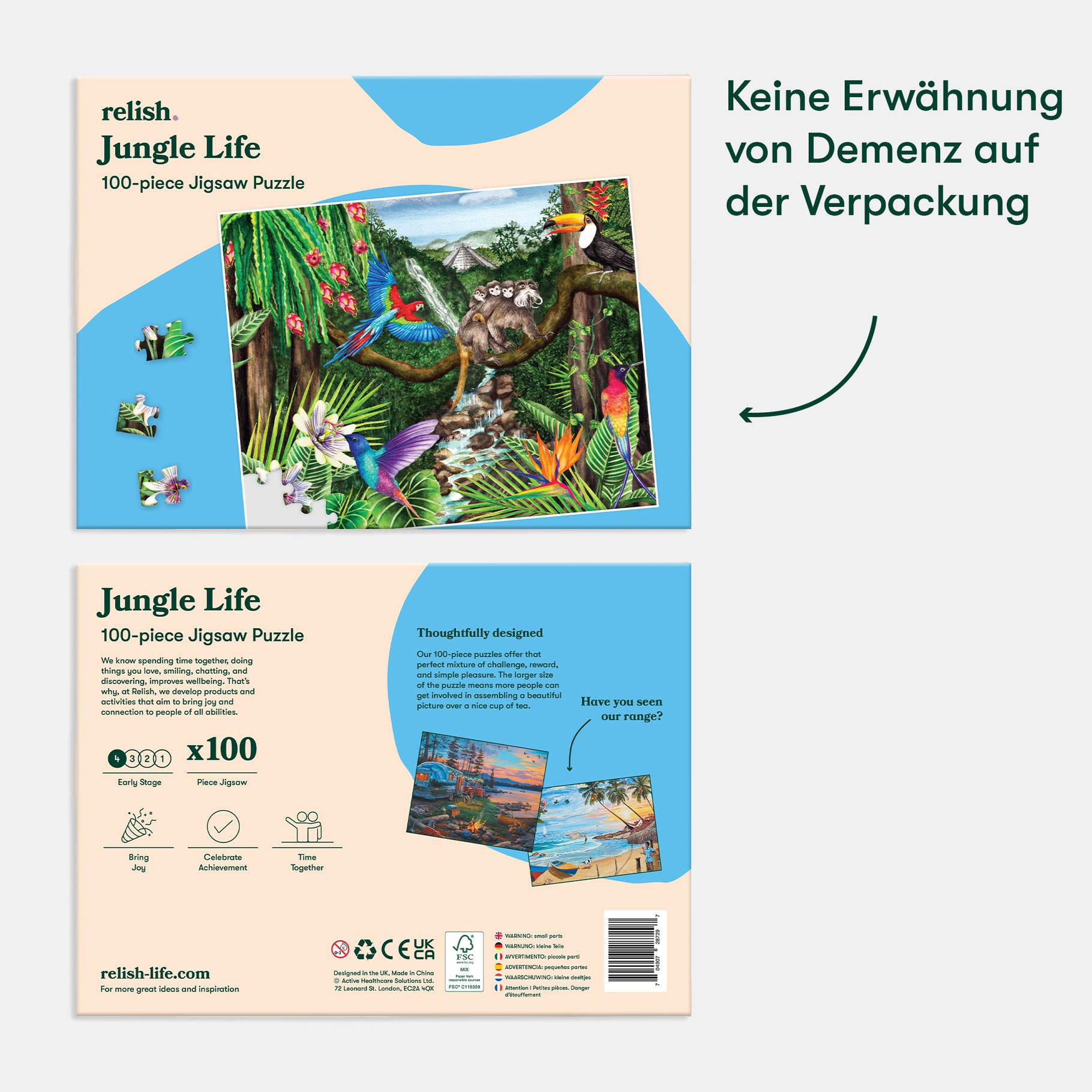 Jungle Life jigsaw puzzle, 100 pieces, ideal for dementia activities, care home activities, and gifts for dementia patients.