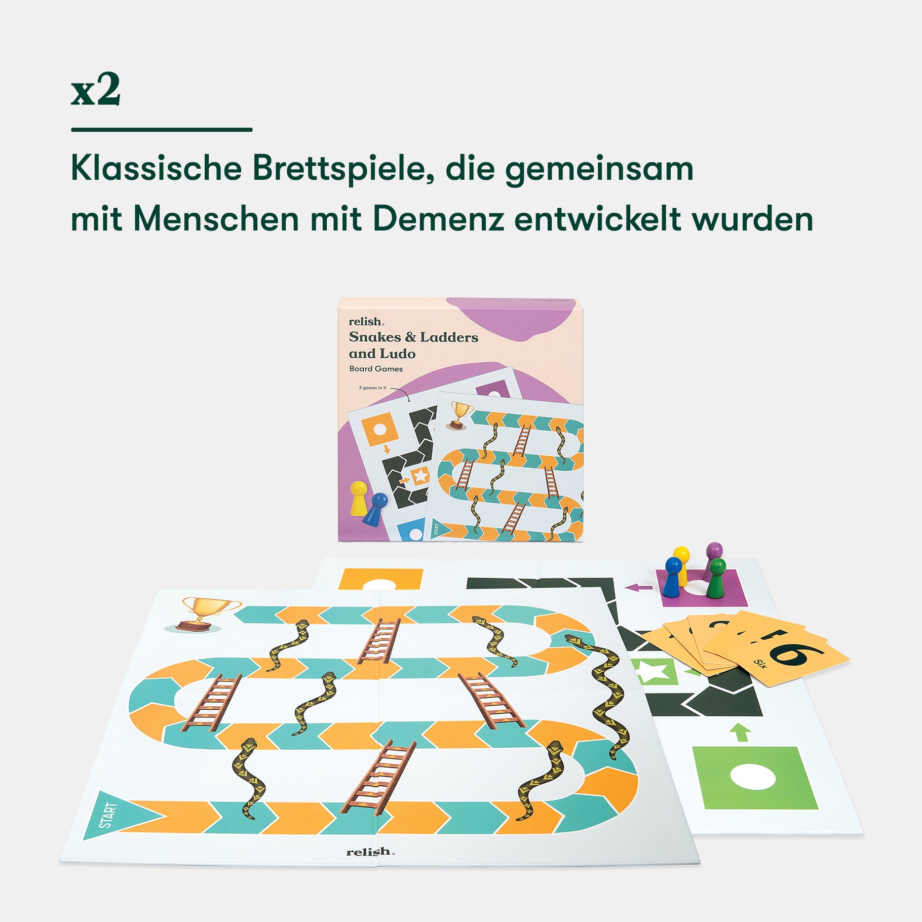 Board games for dementia patients, featuring Snakes & Ladders and Ludo, ideal activities for elderly in care homes.