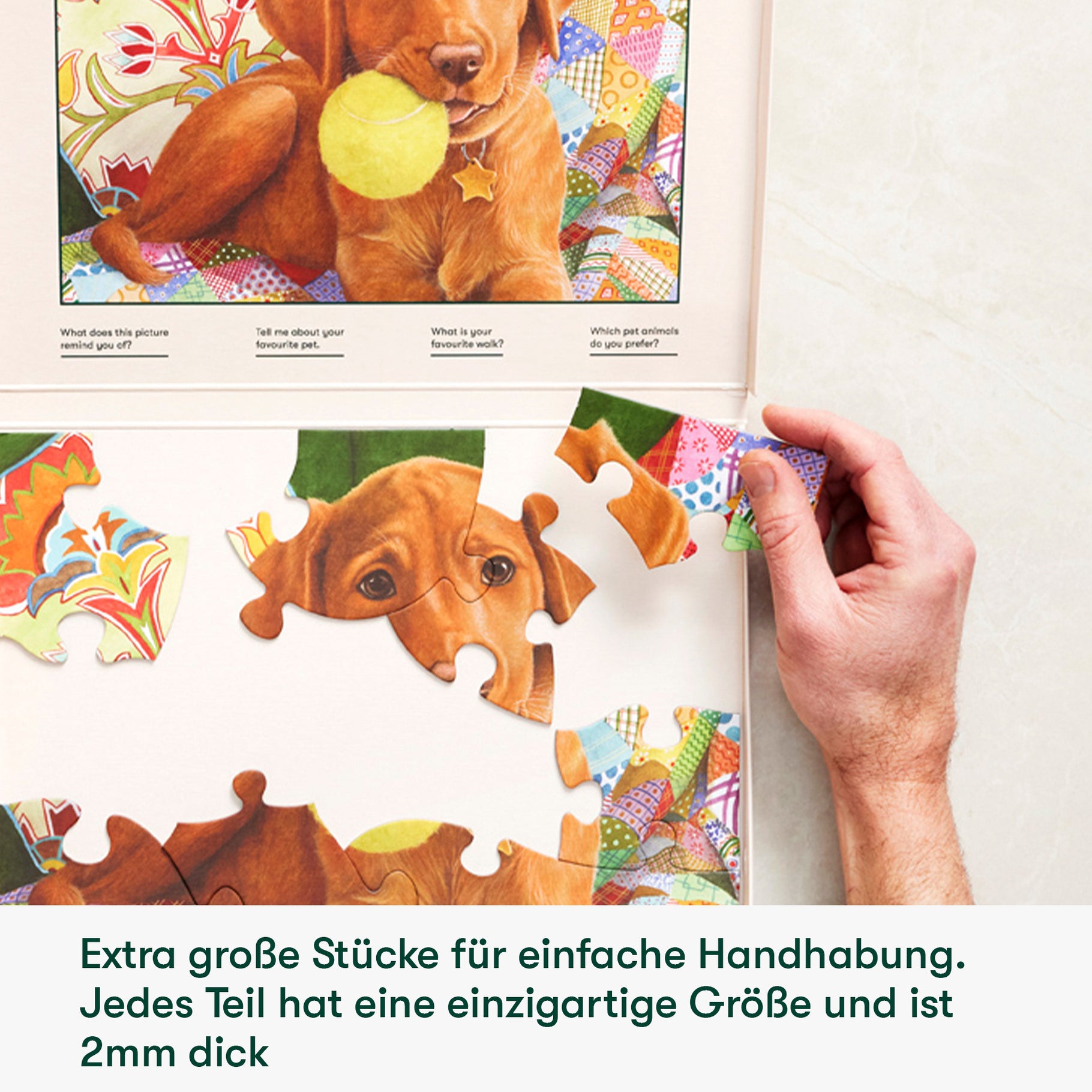 Puzzle for dementia patients featuring a dog, ideal for care home activities, dementia gifts, and elderly engagement.