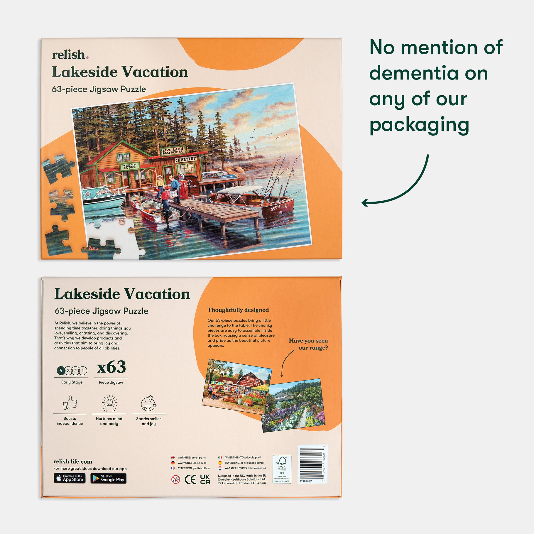 Puzzle box for dementia care homes, featuring a lakeside scene. Ideal for elderly activities, fostering joy and engagement.