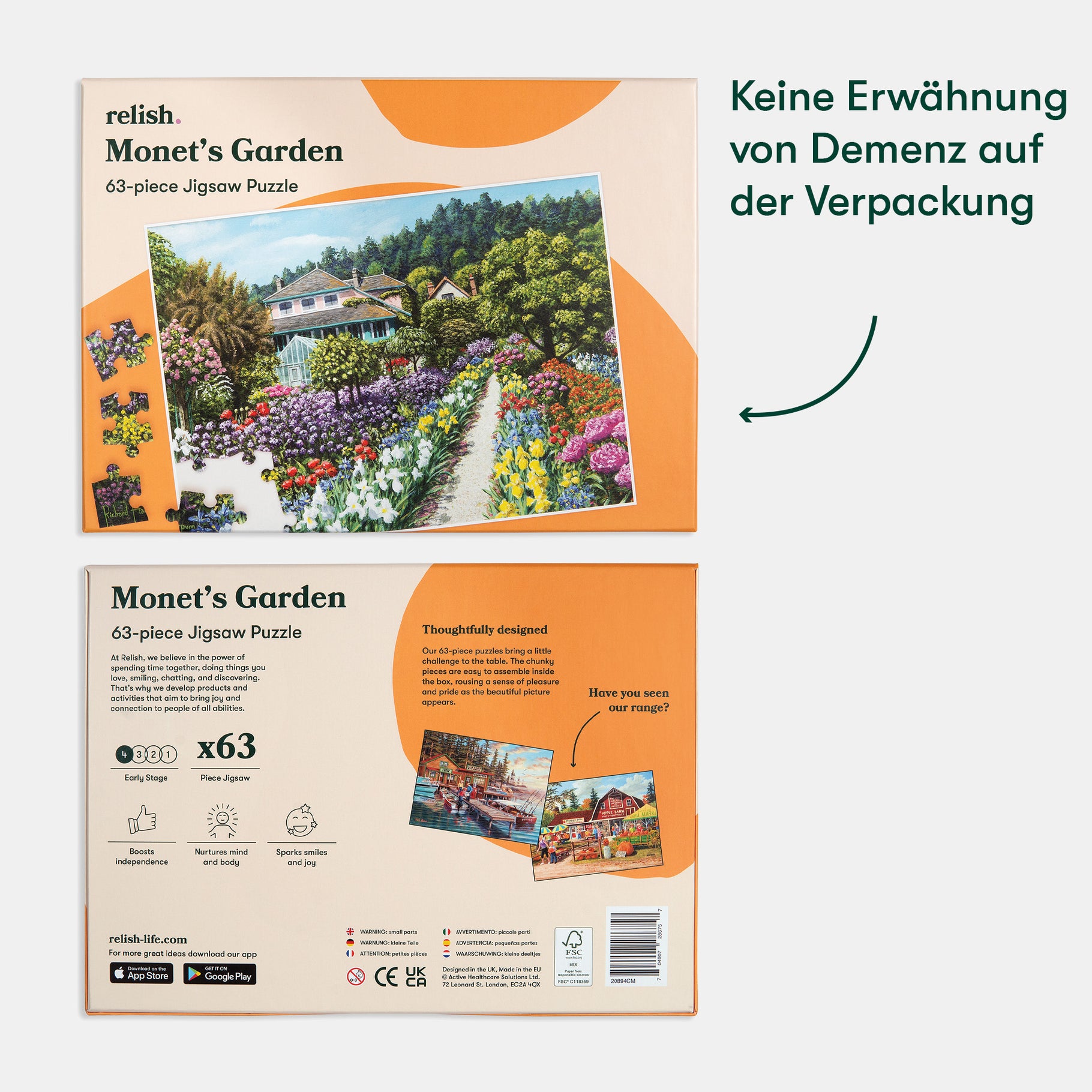 Monet's Garden jigsaw puzzle, 63-piece, ideal for dementia activities, care home residents, and elderly engagement.