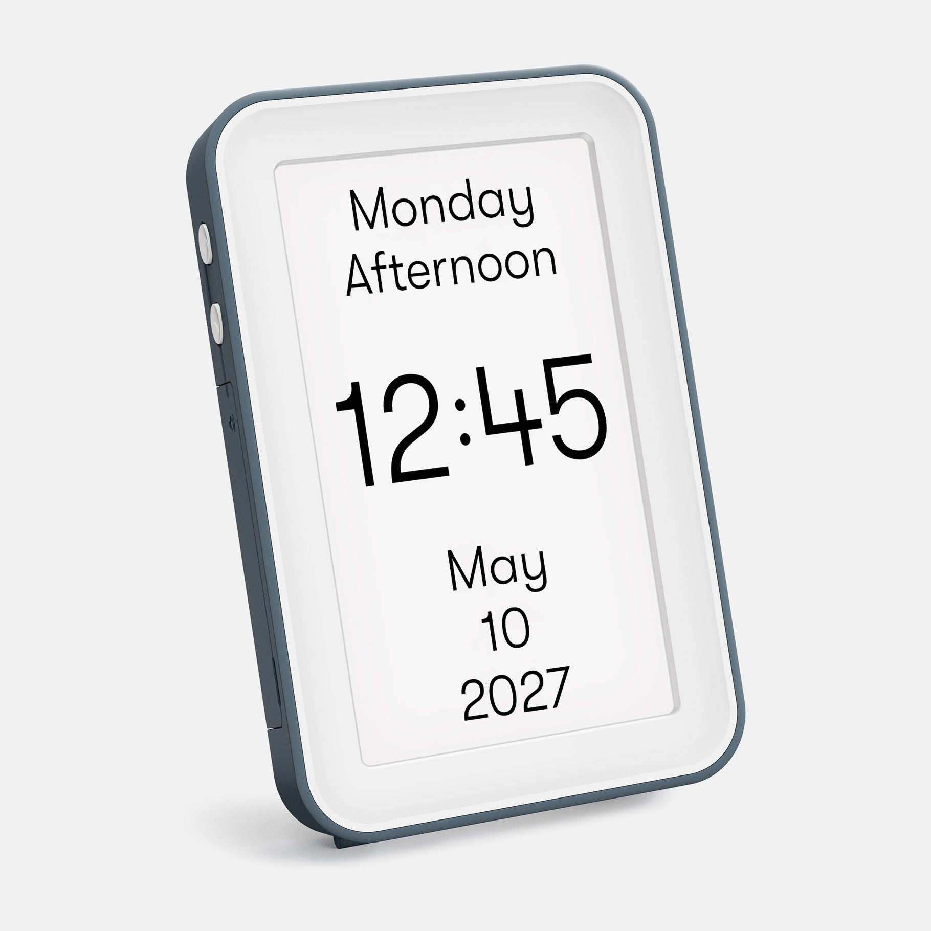 Day Connect dementia day clock displaying time, date, and day. Designed for Alzheimer's and those with dementia.