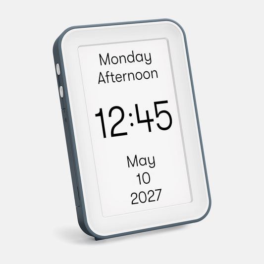 Day Connect dementia day clock displaying time, date, and day. Designed for Alzheimer's and those with dementia.