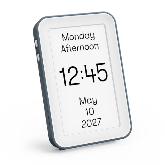 Day Connect dementia day clock displaying time, date, and day. Designed for Alzheimer's and those with dementia.
