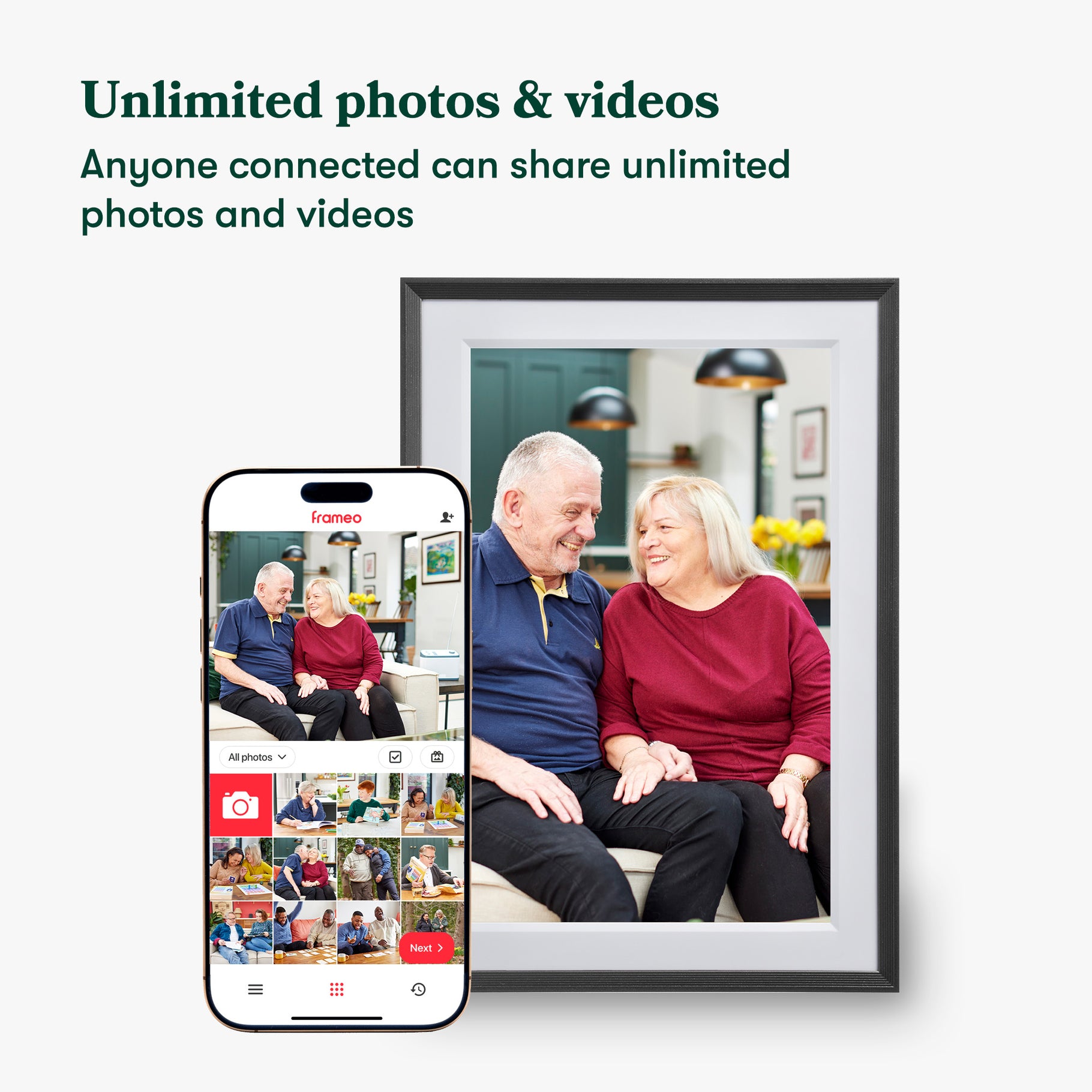 Anyone connected can share unlimited photos and videos.