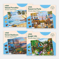 Four colorful jigsaw puzzles for people living with dementia, ideal for care home activities and gifts for the elderly with dementia.