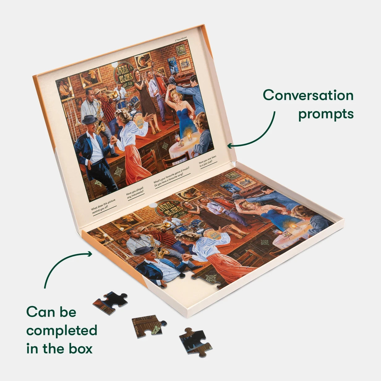 Puzzle with conversation prompts, ideal for dementia activities, care home activities, and gifts for elderly with dementia.