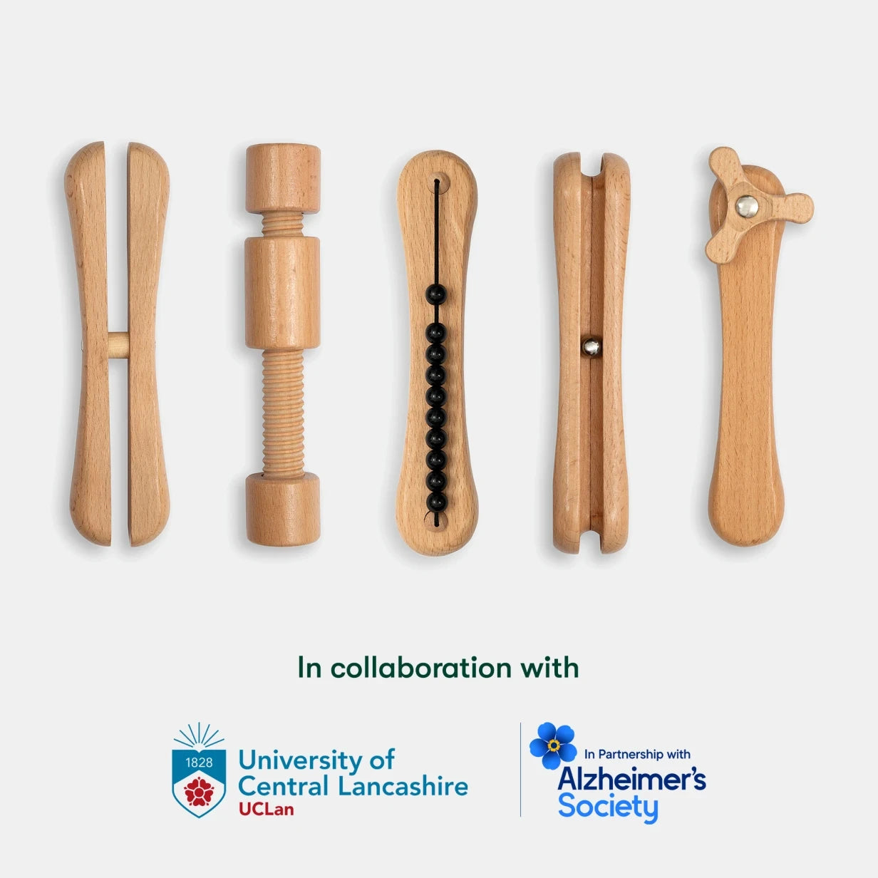 Wooden sensory toys for dementia, ideal for care home activities. Designed for elderly engagement and cognitive stimulation.