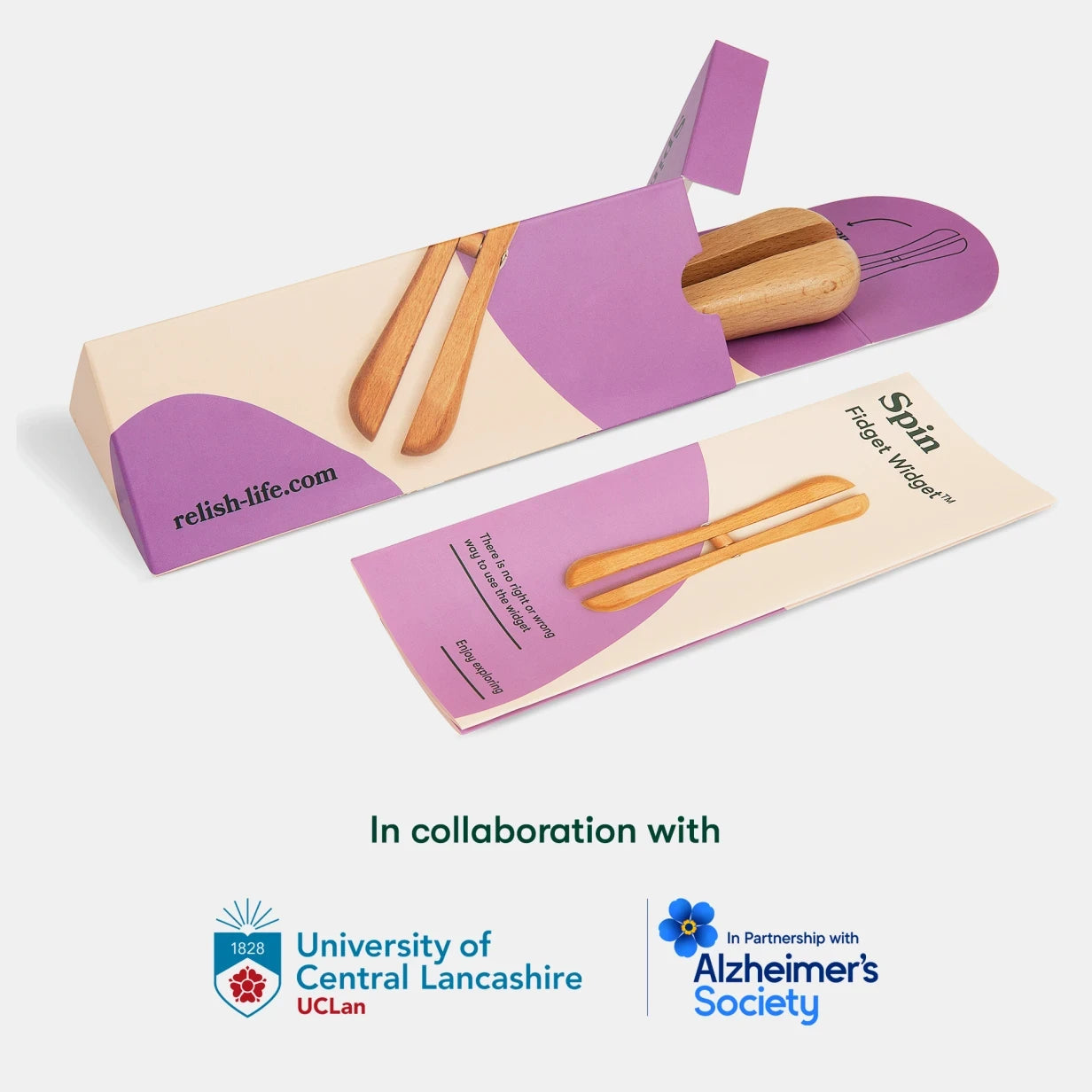 Finger widget for those with dementia in a Relish box, supported by UCLan and Alzheimer's Society collaboration.