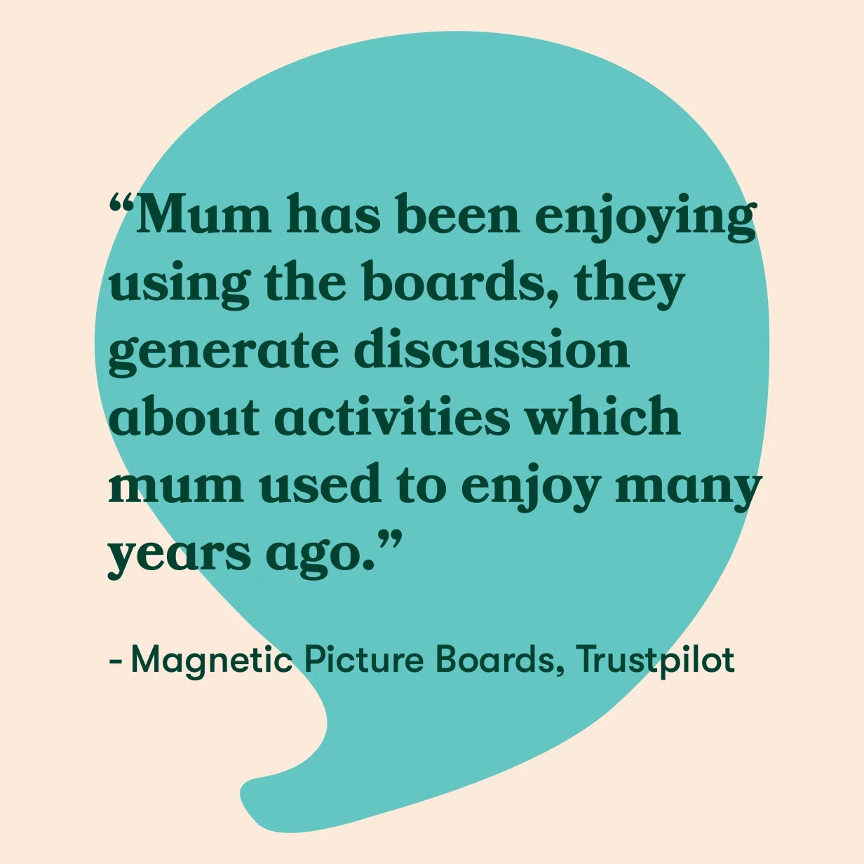 "Quote about magnetic picture boards sparking discussion on activities for people living with dementia, enhancing care home experiences."