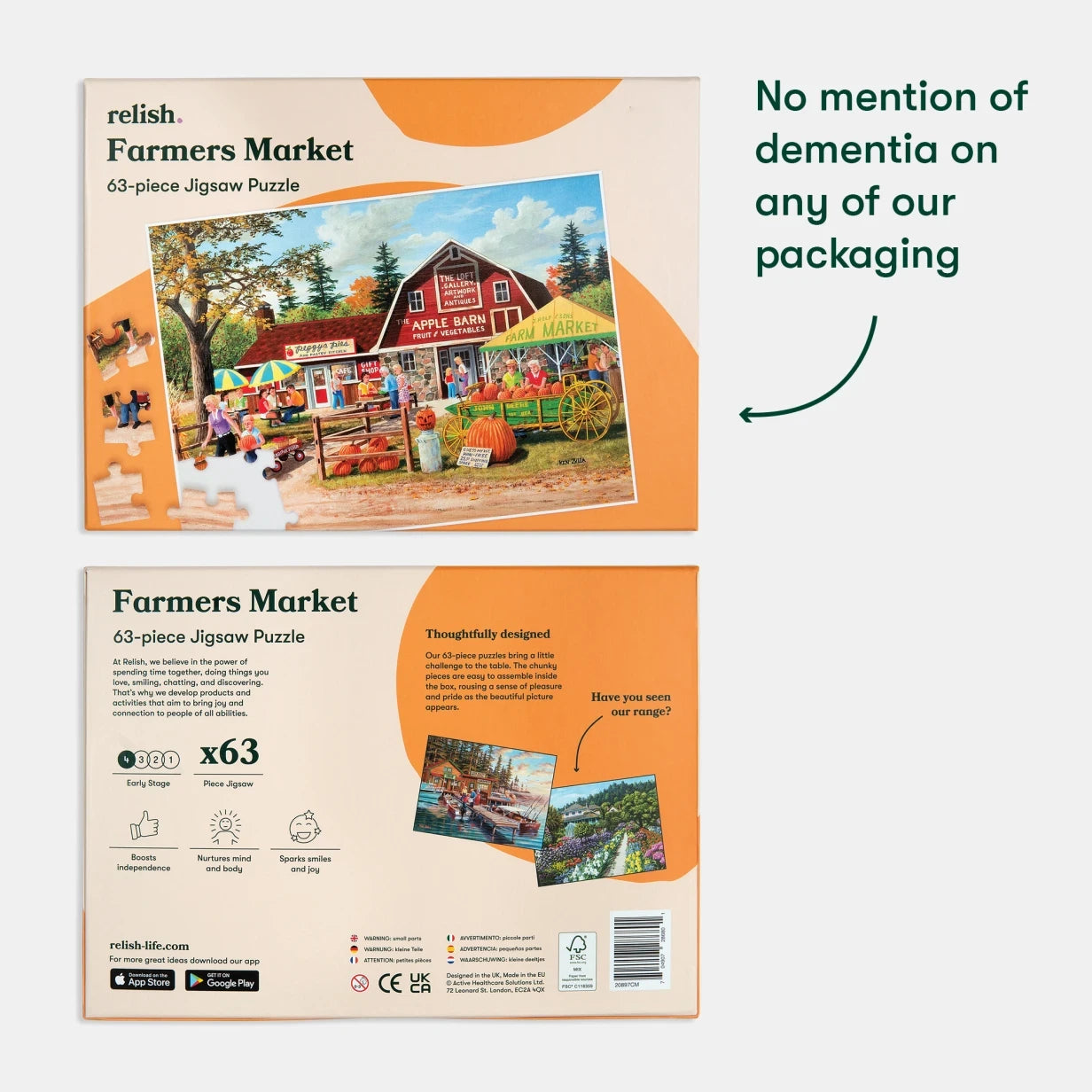 Jigsaw puzzle box for dementia patients, designed for care home activities, promoting engagement and joy without dementia labels.