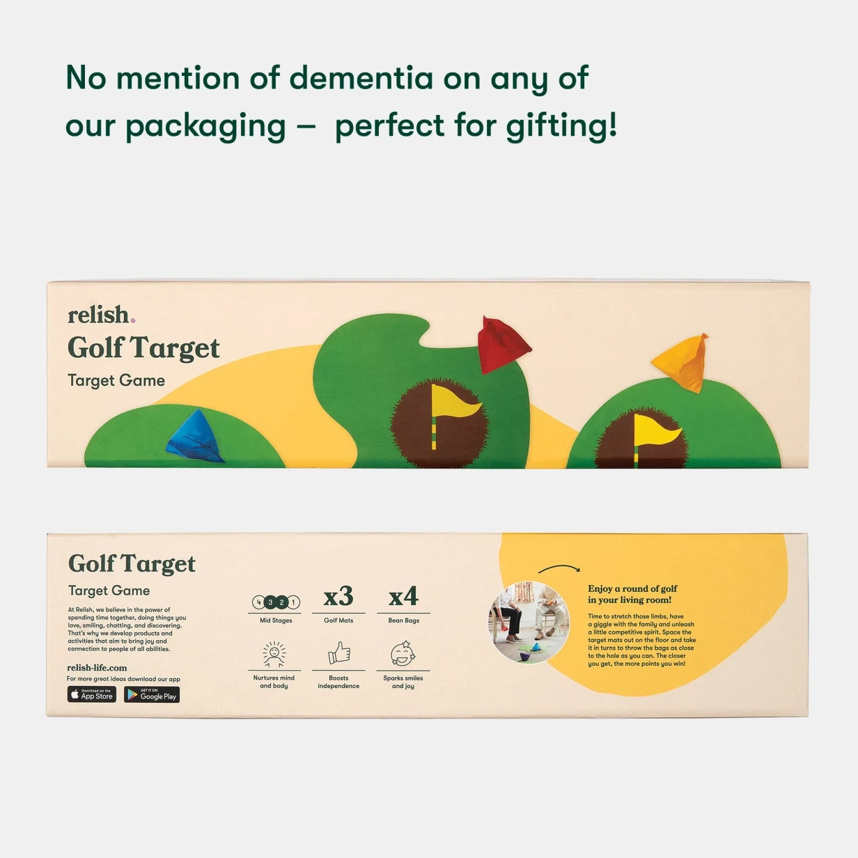 Relish Golf Target game, ideal for care home activities, people living with dementia, and elderly engagement. Perfect Alzheimer's gift.