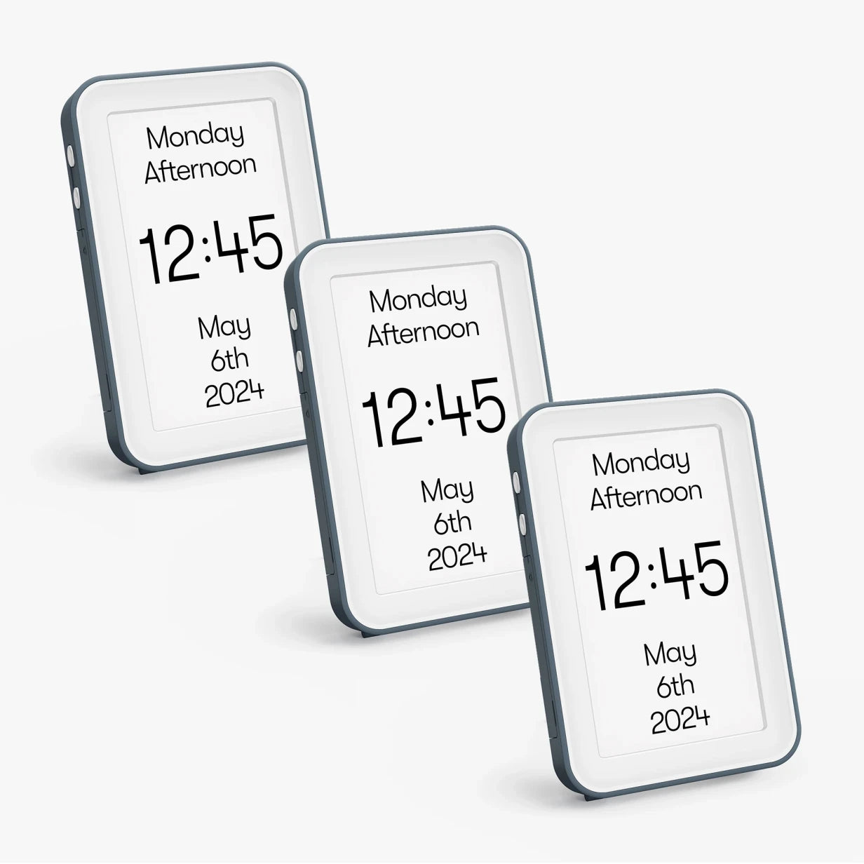 Digital dementia clocks display time, date, aiding care home activities, gifts for dementia patients, and elderly engagement.
