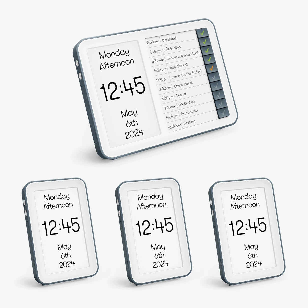 Digital dementia clock with reminders for care homes, ideal Alzheimer's gift, enhancing activities for elderly with dementia.